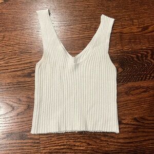 Brandy Melville Cream Ribbed Fitted Tank Top